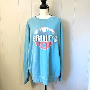Blue 84 Crewneck Sweatshirt Soft Cotton Poly Blend Slouchy Lake Aqua Blue XL